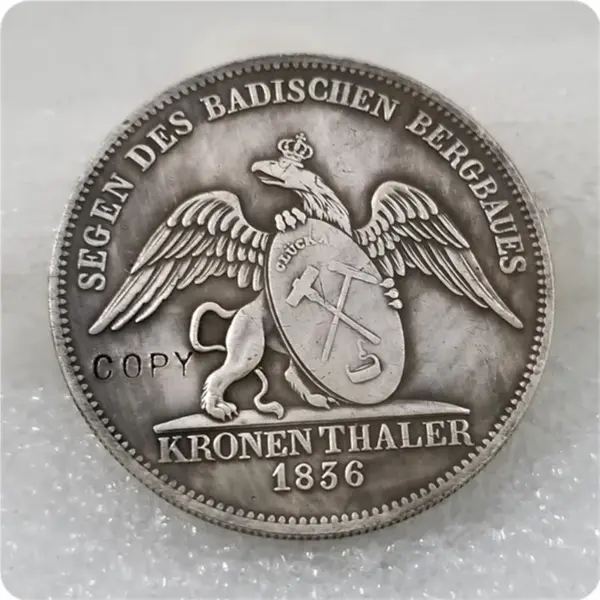 1836 Baden Durlach Mining Taler Coin Replica - Image 2