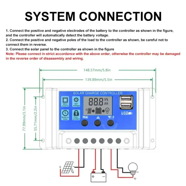 Solar Charge Controller 12V/24V 30A with Timer - Image 6