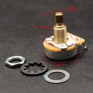 20 Pure Brass Shaft Guitar Potentiometers Set 11 Sab9db933f75147598b217e051340ff39h