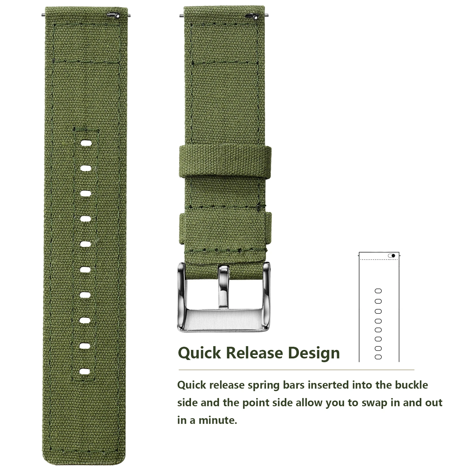 SAMCO Quick Release Canvas Watch Band 20mm 22mm 5 SAMCO Quick Release Canvas Watch Band 20mm 22mm - Image 5