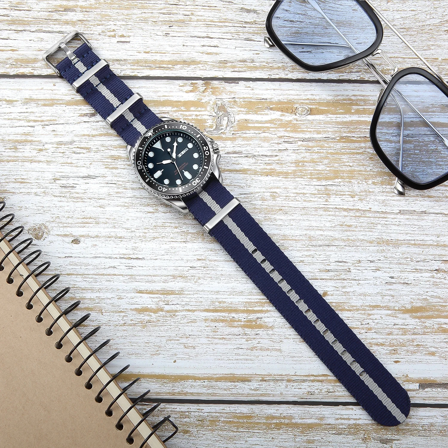 Royal Blue Nylon Watch Band 20mm 22mm 5 Royal Blue Nylon Watch Band 20mm 22mm - Image 5