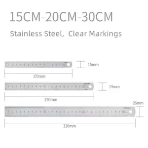 Deli Stainless Steel Ruler Set - 10cm, 20cm, 30cm 12 Sada343c59d3c4388a567f213d5aa1f968