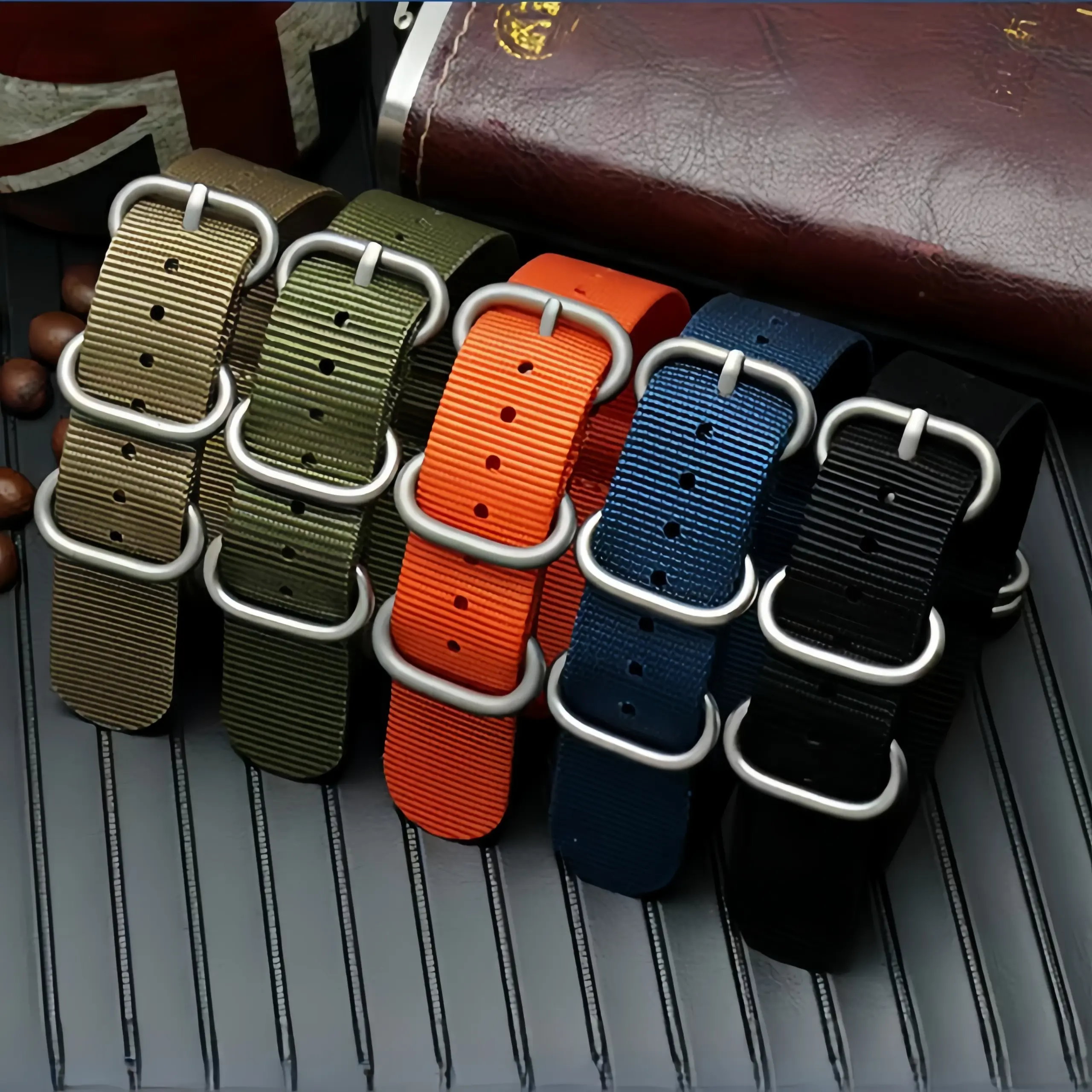 Red Nylon Woven NATO Watchband Strap 18-24mm 2 Red Nylon Woven NATO Watchband Strap 18-24mm - Image 2