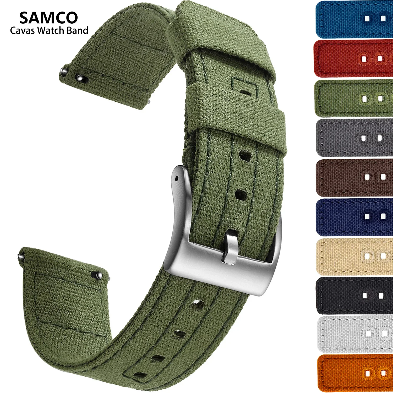 Coffee Canvas Quick Release Watch Band 22mm 2 Coffee Canvas Quick Release Watch Band 22mm - Image 2