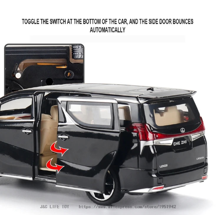 1:24 Lexus LM300H Model Car Black Alloy Diecast 3 1:24 Lexus LM300H Model Car Black Alloy Diecast - Image 3