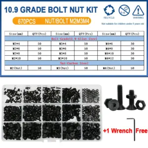 Grade 10.9 Carbon Steel Bolt Nut Kit M2-M6 20 Sb7c167cc9d6a43a5a1e72a79998c91be8