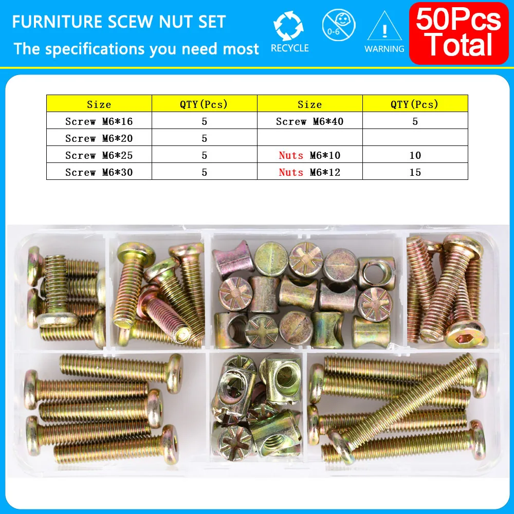 Hexagon Hex Furniture Screw Nut Set M6 Assortment 8 Hexagon Hex Furniture Screw Nut Set M6 Assortment - Image 8