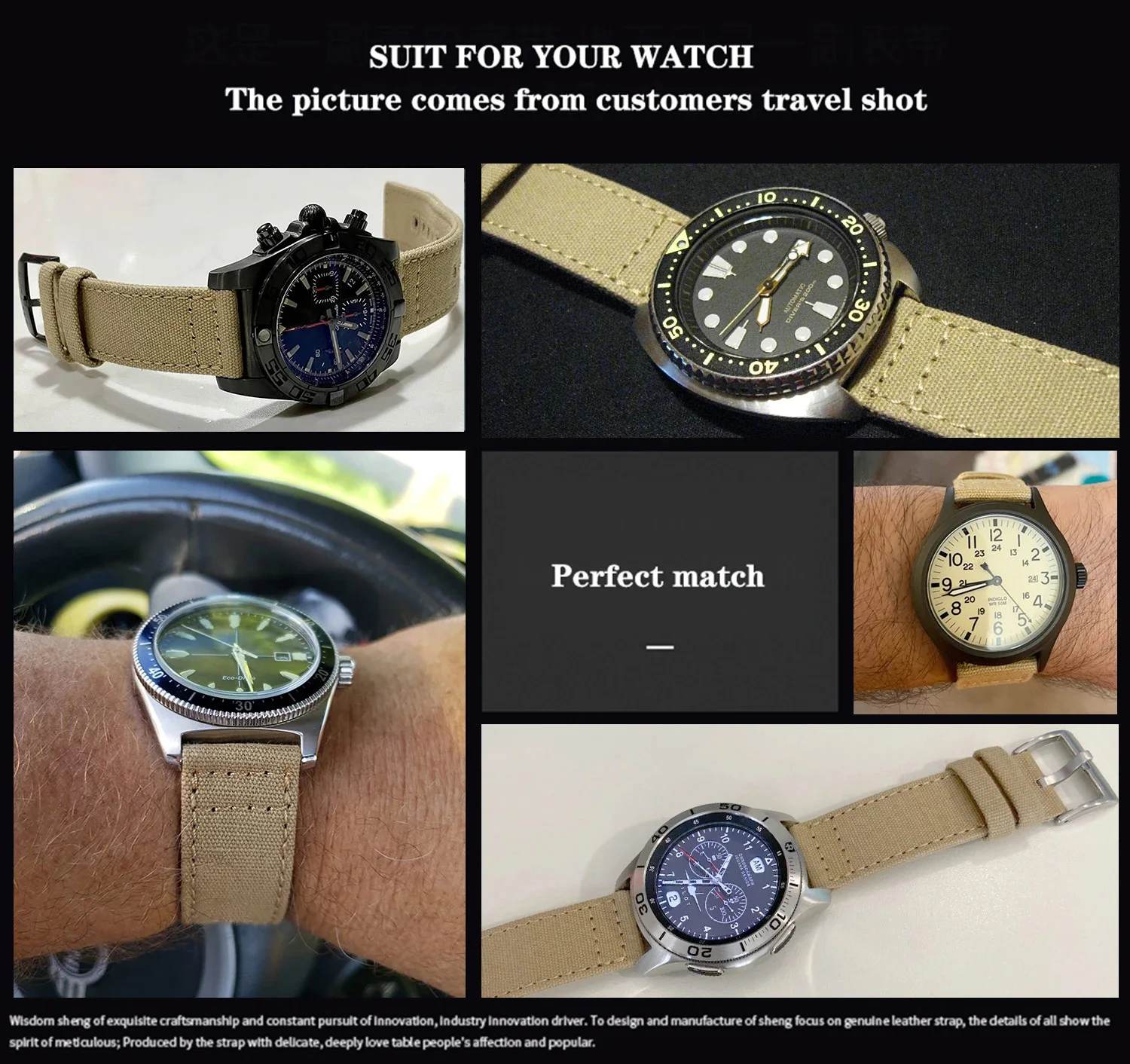 Khaki Canvas Quick Release Watch Band 20mm 22mm 7 Khaki Canvas Quick Release Watch Band 20mm 22mm - Image 7