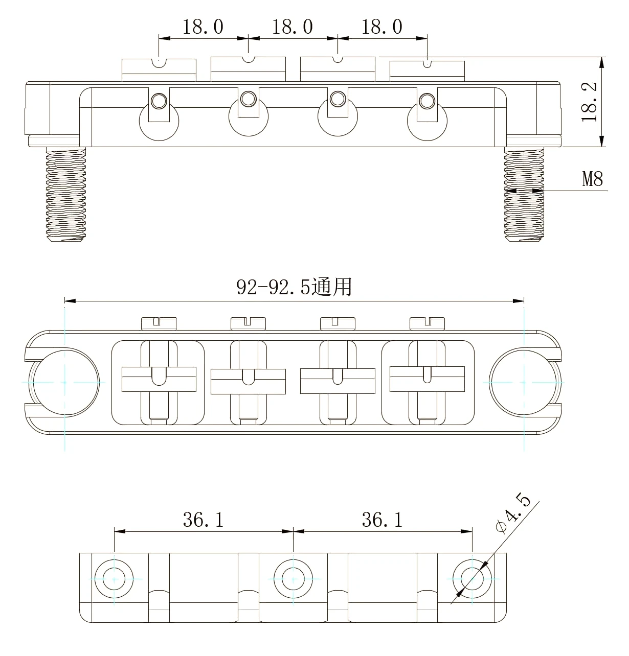 High Mass 4-String Bass Bridge Black Finish 5 High Mass 4-String Bass Bridge Black Finish - Image 5