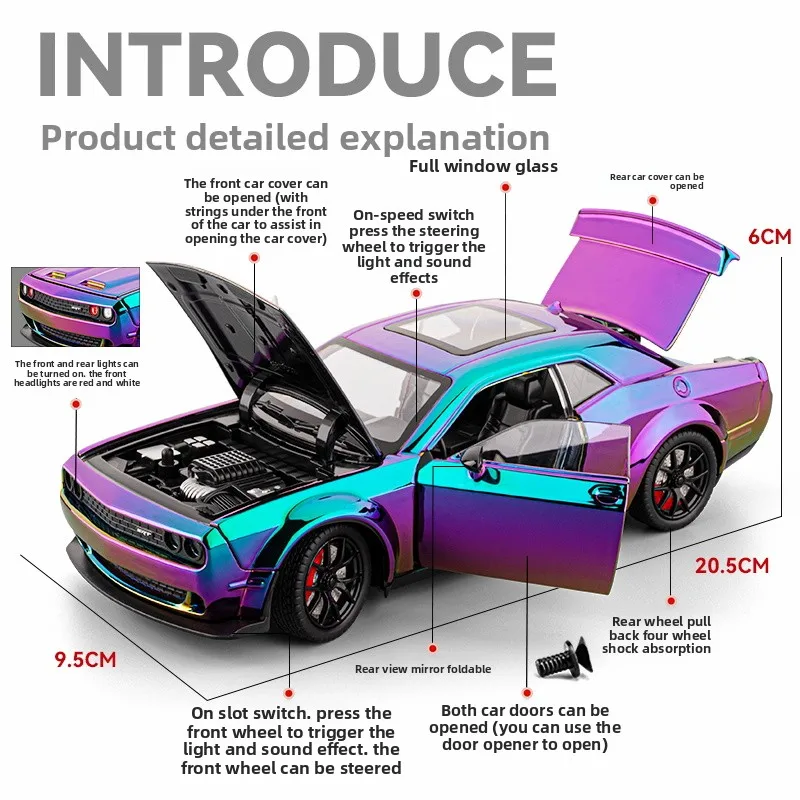 Dodge Hellcat SRT 1/24 Scale Diecast Model 4 Dodge Hellcat SRT 1/24 Scale Diecast Model - Image 4