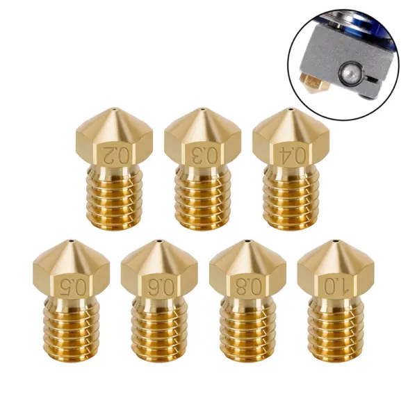 E3D V5 V6 Brass Nozzle Set for 1.75mm Filament - Image 3