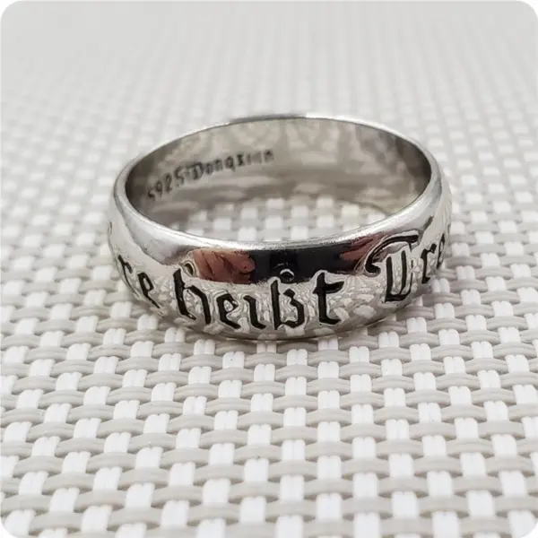 Antique Style German WWII Metal Ring 925 - Image 4