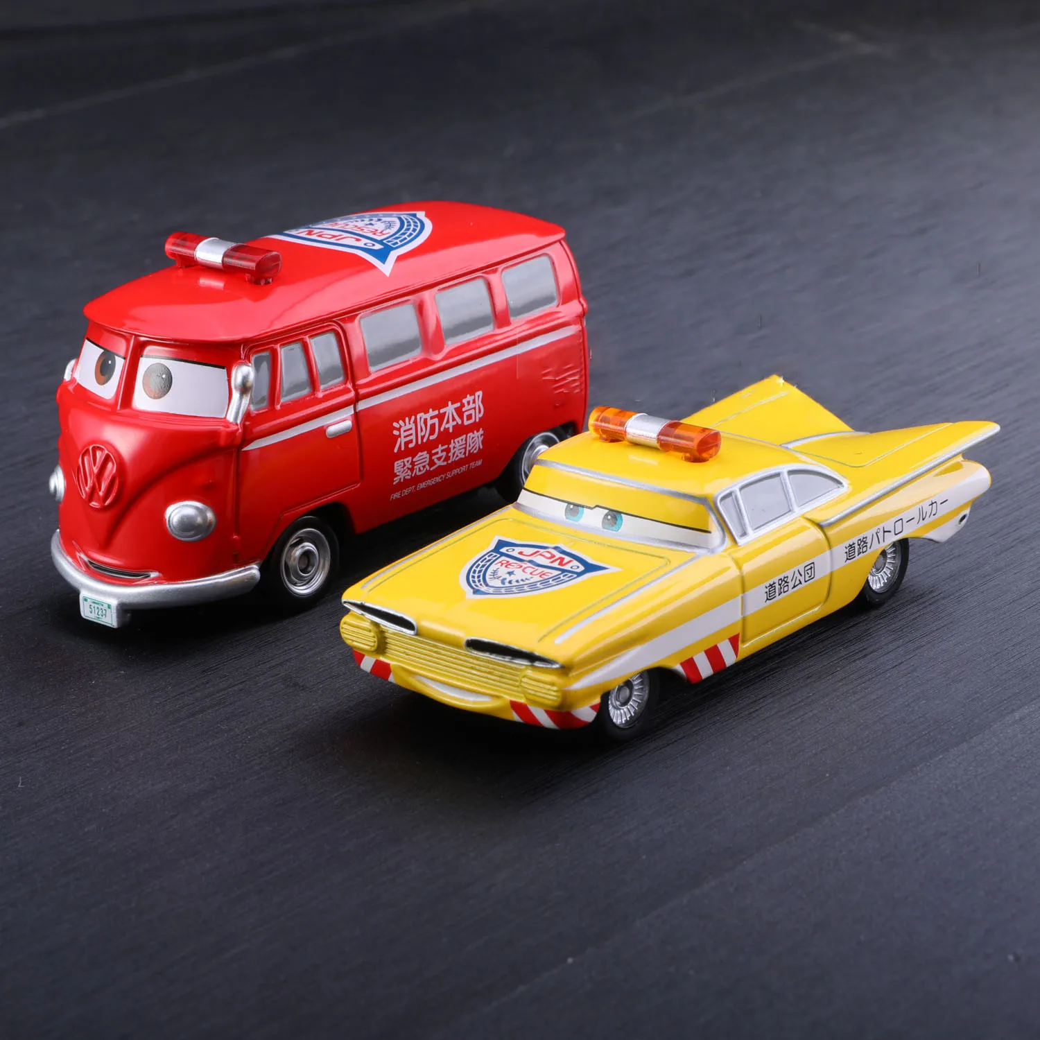 Red Volkswagen Bus and Yellow Patrol Car Models 3 Red Volkswagen Bus and Yellow Patrol Car Models - Image 3