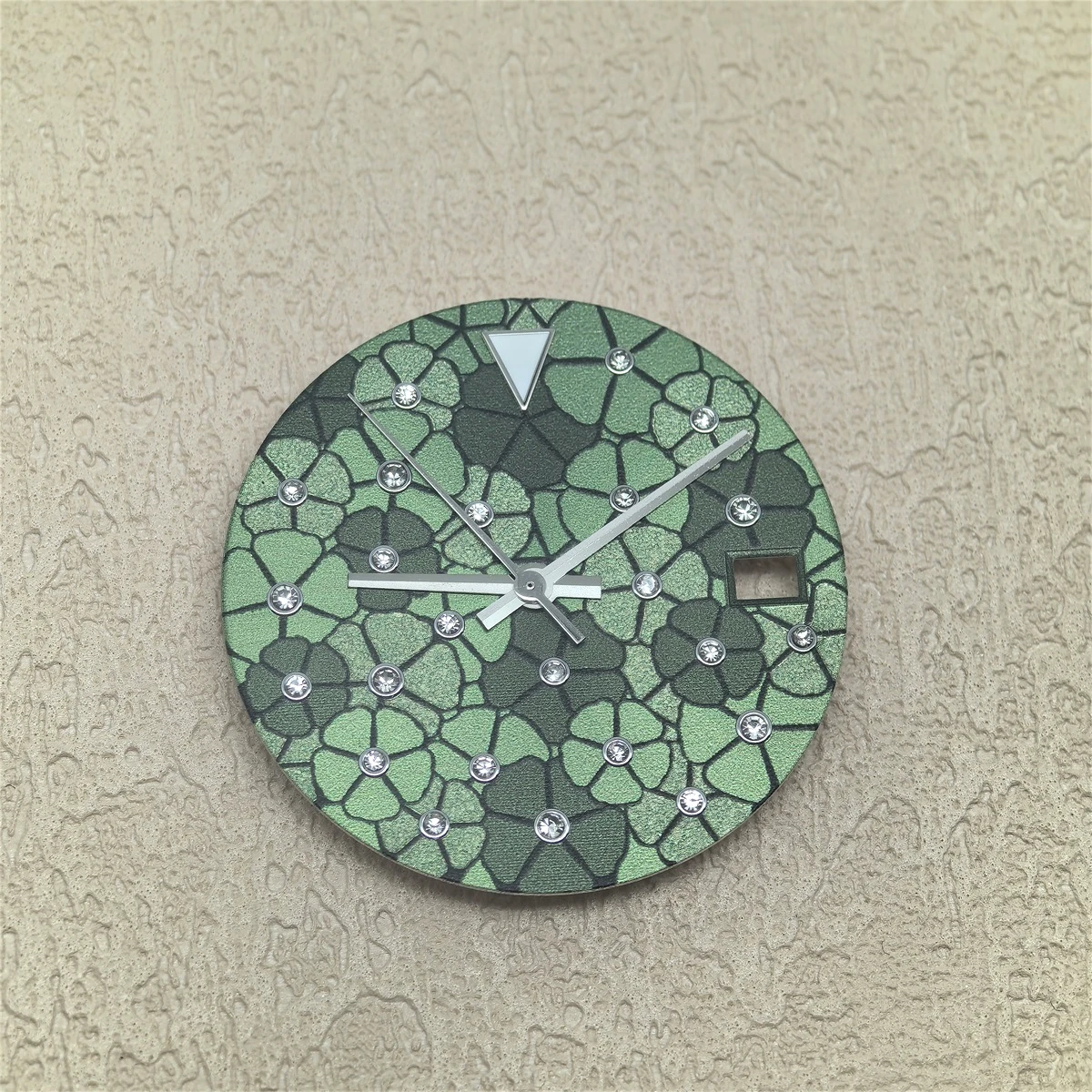 28.5mm Blue Floral Watch Dial with Diamonds 3 28.5mm Blue Floral Watch Dial with Diamonds - Image 3