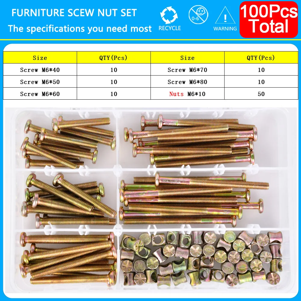 Hexagon Hex Furniture Screw Nut Set M6 Assortment 10 Hexagon Hex Furniture Screw Nut Set M6 Assortment - Image 10