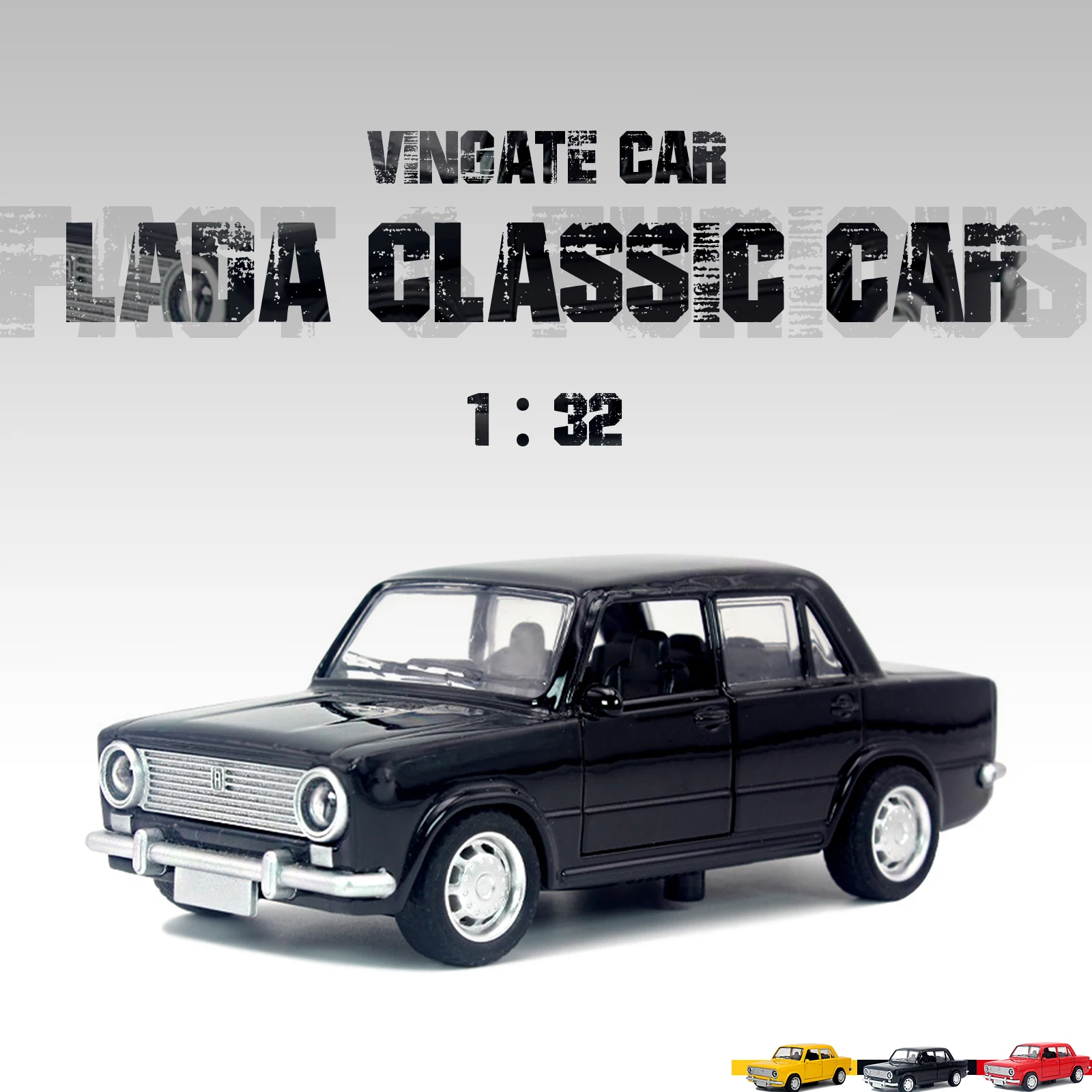 1:32 Scale Black LADA Vintage Car Model 2 1:32 Scale Black LADA Vintage Car Model - Image 2