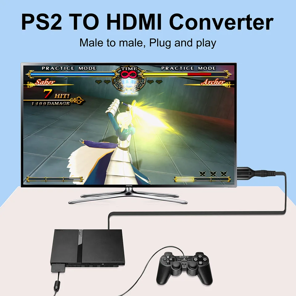 PS2 to HDMI Adapter Cable 1M 480i/480p/576i 4 PS2 to HDMI Adapter Cable 1M 480i/480p/576i - Image 4