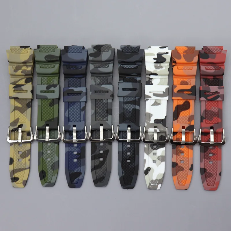 Camouflage Green Silicone Watchband for Casio 18mm 7 Camouflage Green Silicone Watchband for Casio 18mm - Image 7