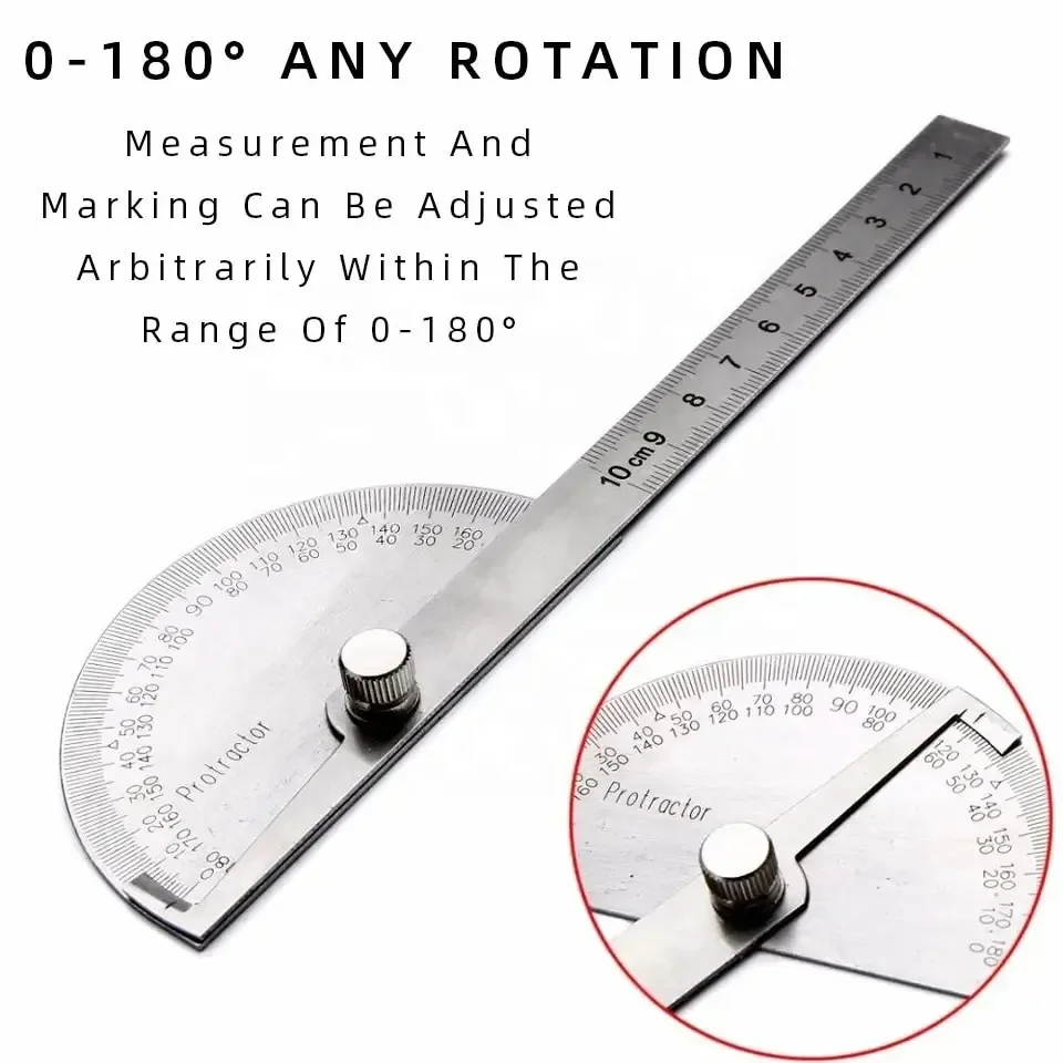 180 Degree Stainless Steel Protractor Ruler 5 180 Degree Stainless Steel Protractor Ruler - Image 5