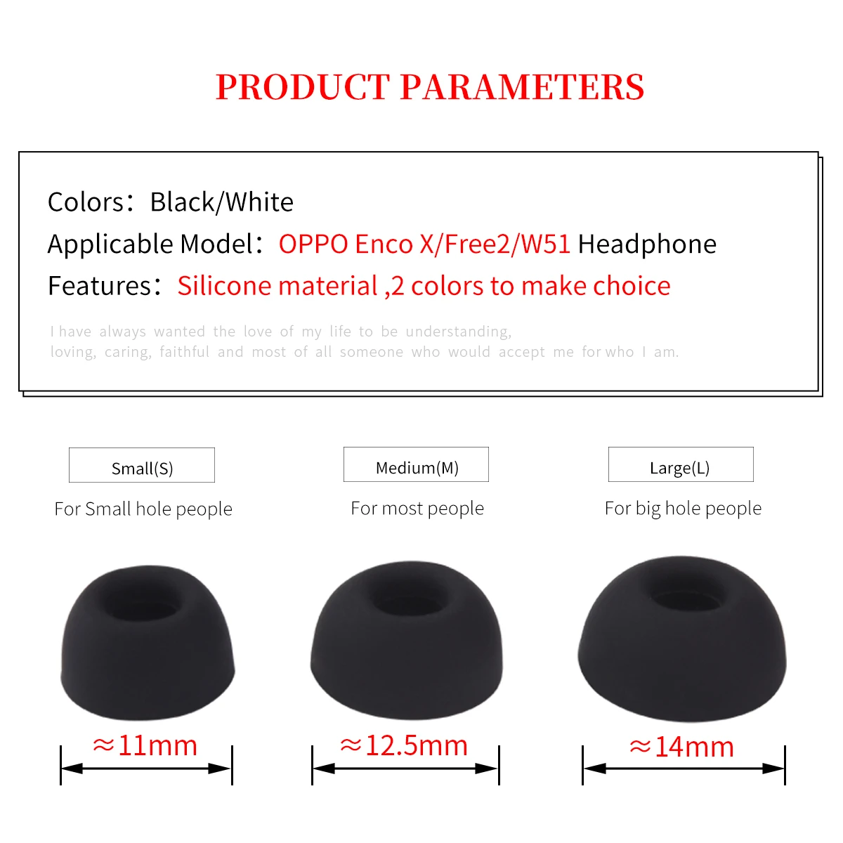 6 Pcs Silicone Ear Tips for OPPO Enco TWS 3 6 Pcs Silicone Ear Tips for OPPO Enco TWS - Image 3