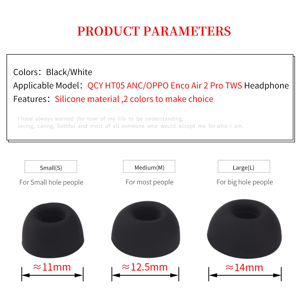 Silicone Ear Tips for QCY HT05 and OPPO Enco 2 Silicone Ear Tips for QCY HT05 and OPPO Enco - Image 2