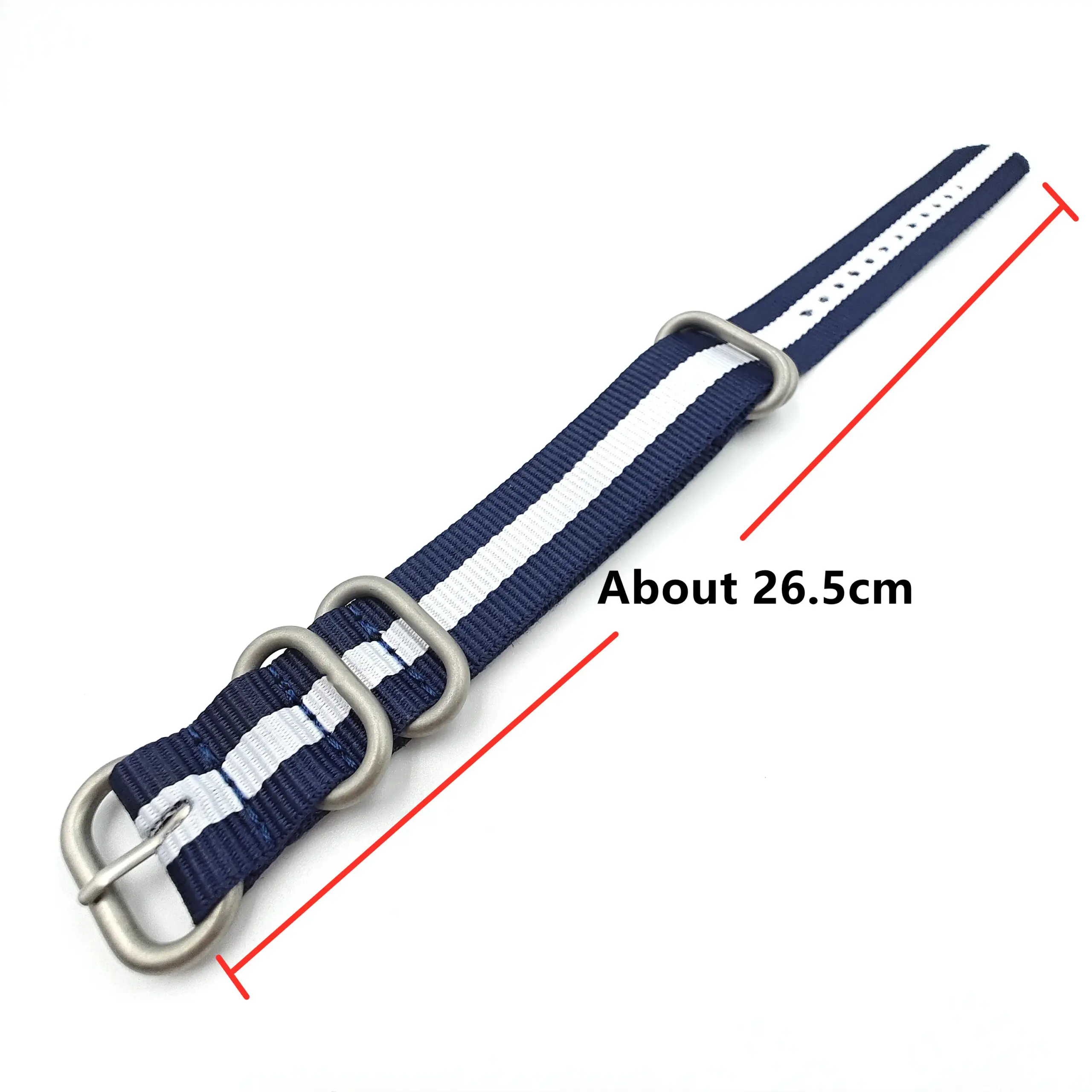 Navy Blue Red White NATO Watchband Strap 18-24mm 7 Navy Blue Red White NATO Watchband Strap 18-24mm - Image 7