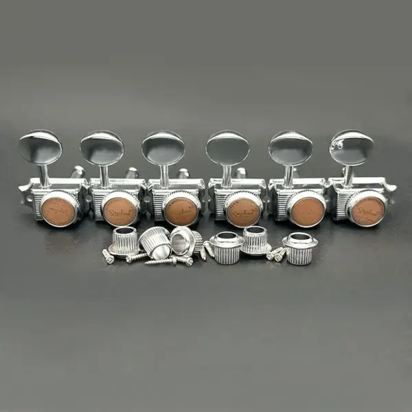 Saphue 6 Inline Guitar Locking Tuners Chrome - Image 6