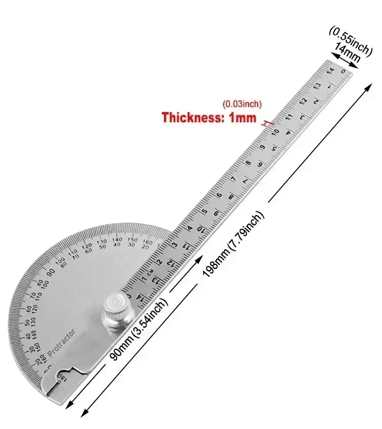 180 Degree Stainless Steel Protractor Ruler 3 180 Degree Stainless Steel Protractor Ruler - Image 3