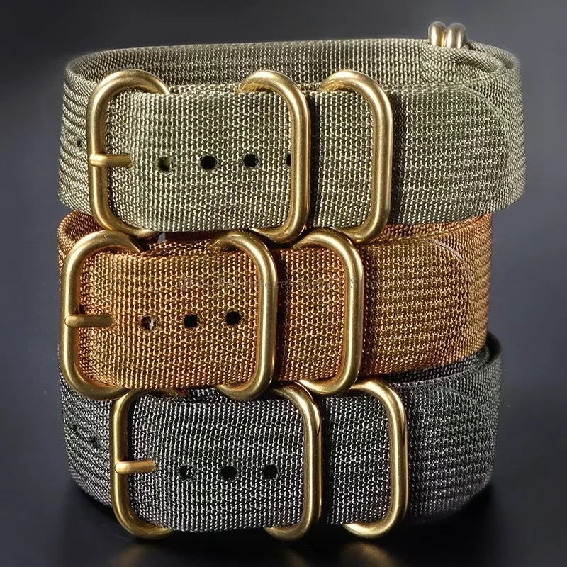 Blue and Gold 5-Ring Nylon Watch Band 2 Blue and Gold 5-Ring Nylon Watch Band - Image 2