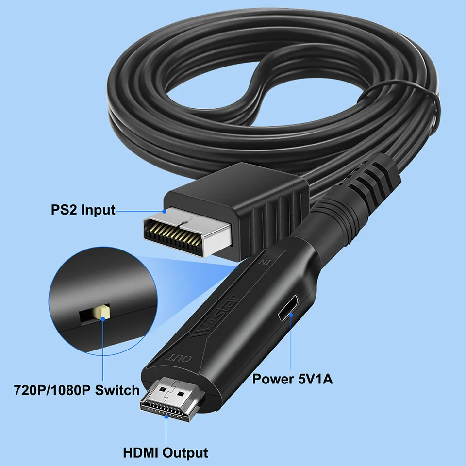 PS2 to HDMI Adapter Cable 1M 480i/480p/576i 3 PS2 to HDMI Adapter Cable 1M 480i/480p/576i - Image 3