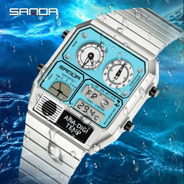 SANDA 3192 Gold Stainless Steel Men's Watch - Image 4