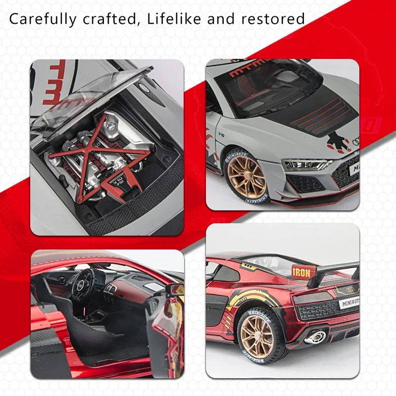 1:24 Audi R8 Racing Car Model with Sound and Lights 3 1:24 Audi R8 Racing Car Model with Sound and Lights - Image 3