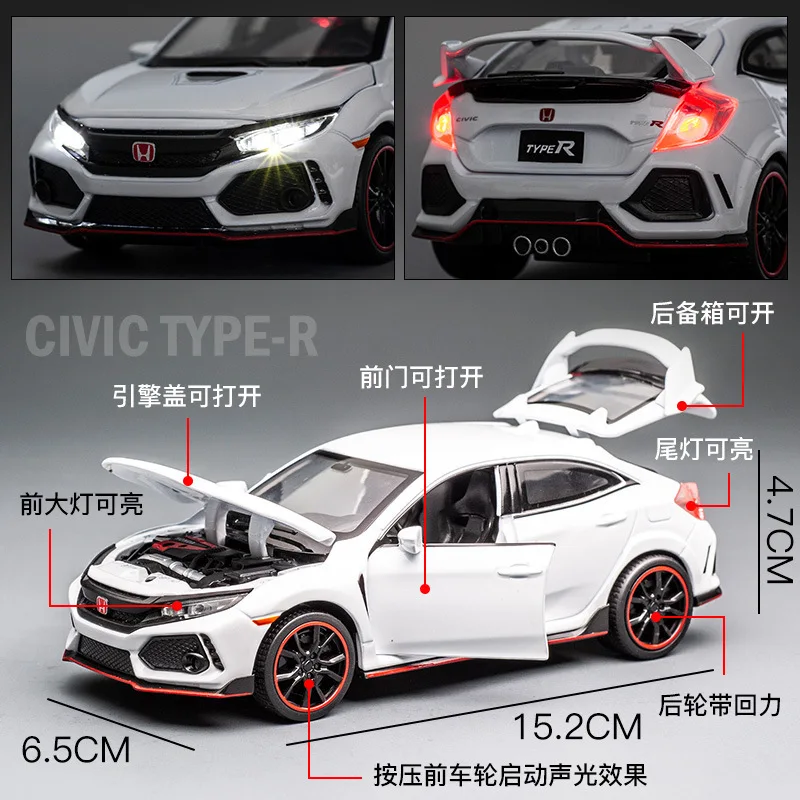 1:32 Honda Civic Type-R Diecast Model Car 4 1:32 Honda Civic Type-R Diecast Model Car - Image 4