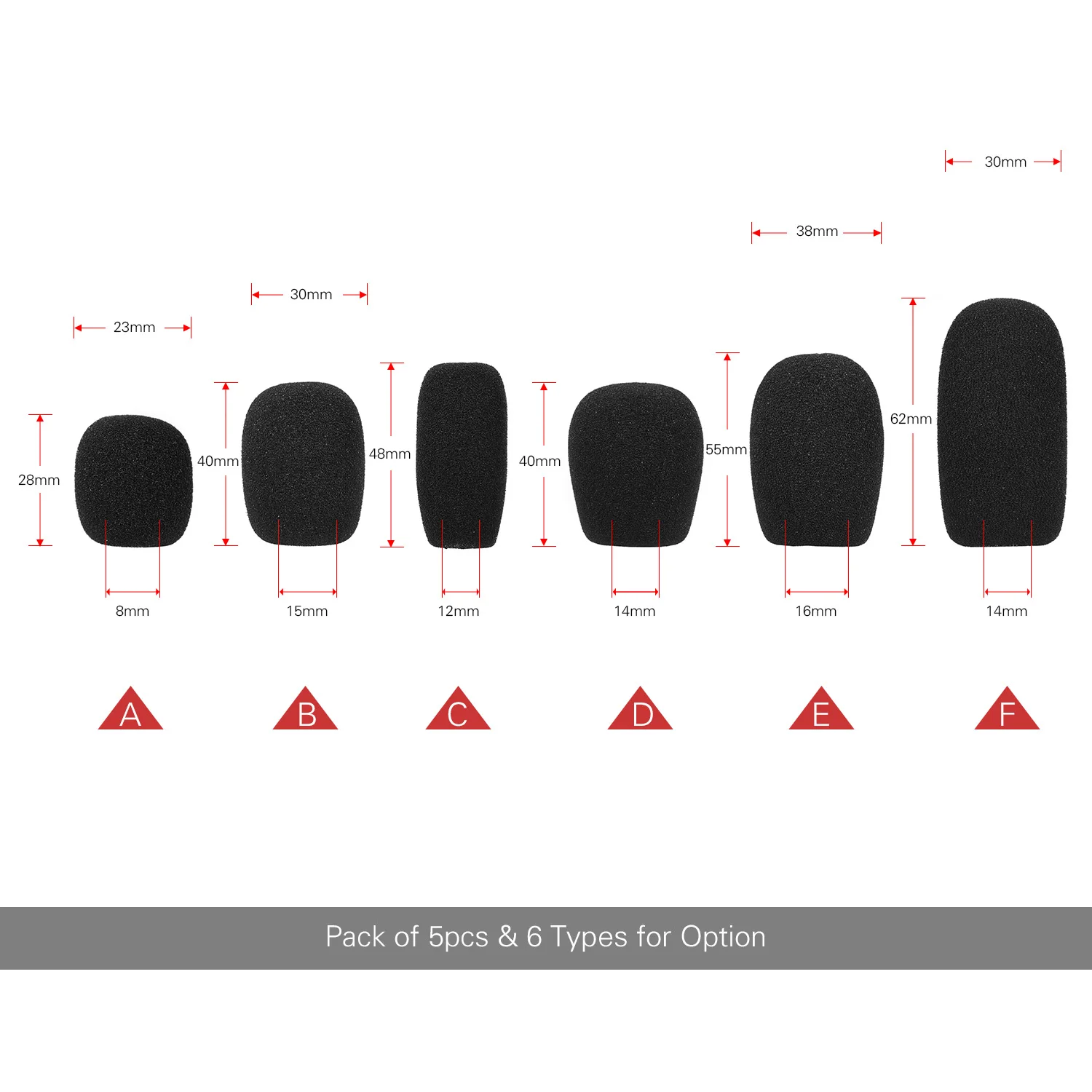 Black Mini Microphone Windscreens Pack of 5 6 Black Mini Microphone Windscreens Pack of 5 - Image 6