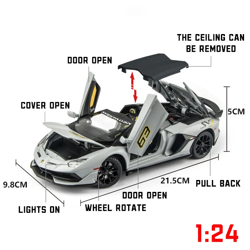 1:24 Scale Lamborghini Aventador SVJ Diecast Model 3 1:24 Scale Lamborghini Aventador SVJ Diecast Model - Image 3