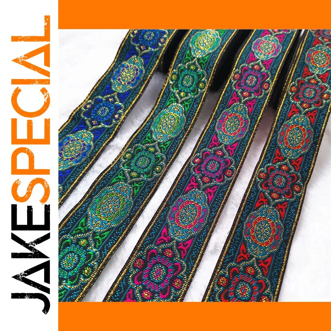 Vibrant 33mm Floral Jacquard Ribbon 7 Yards 1 Vibrant 33mm Floral Jacquard Ribbon 7 Yards
