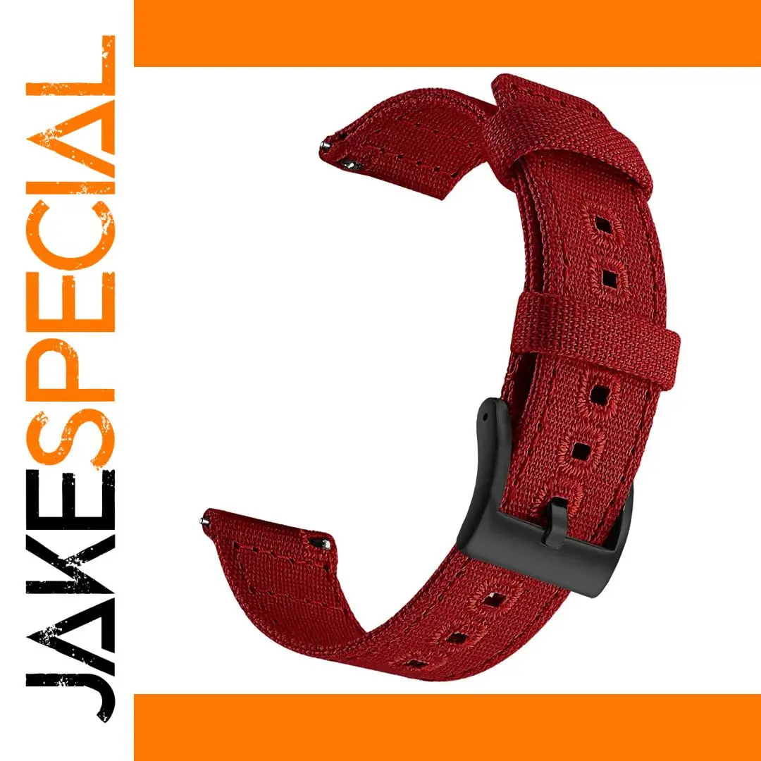 Wine Red Canvas Quick Release Watch Band 20mm 22mm 1 Wine Red Canvas Quick Release Watch Band 20mm 22mm