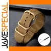 Brown Gold Buckle Nylon Watch Band Unisex