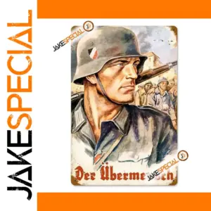 Vintage WWII German Soldier Metal Sign 8x12 Inch