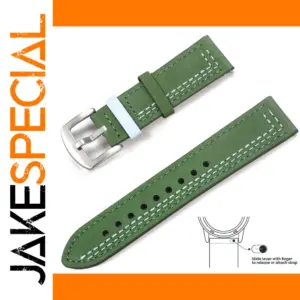 Vintage Green Leather Watchband for 22mm/20mm Watches