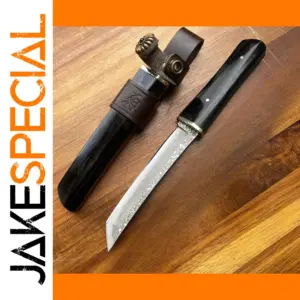 Damascus Steel Tanto Knife with Leather Sheath