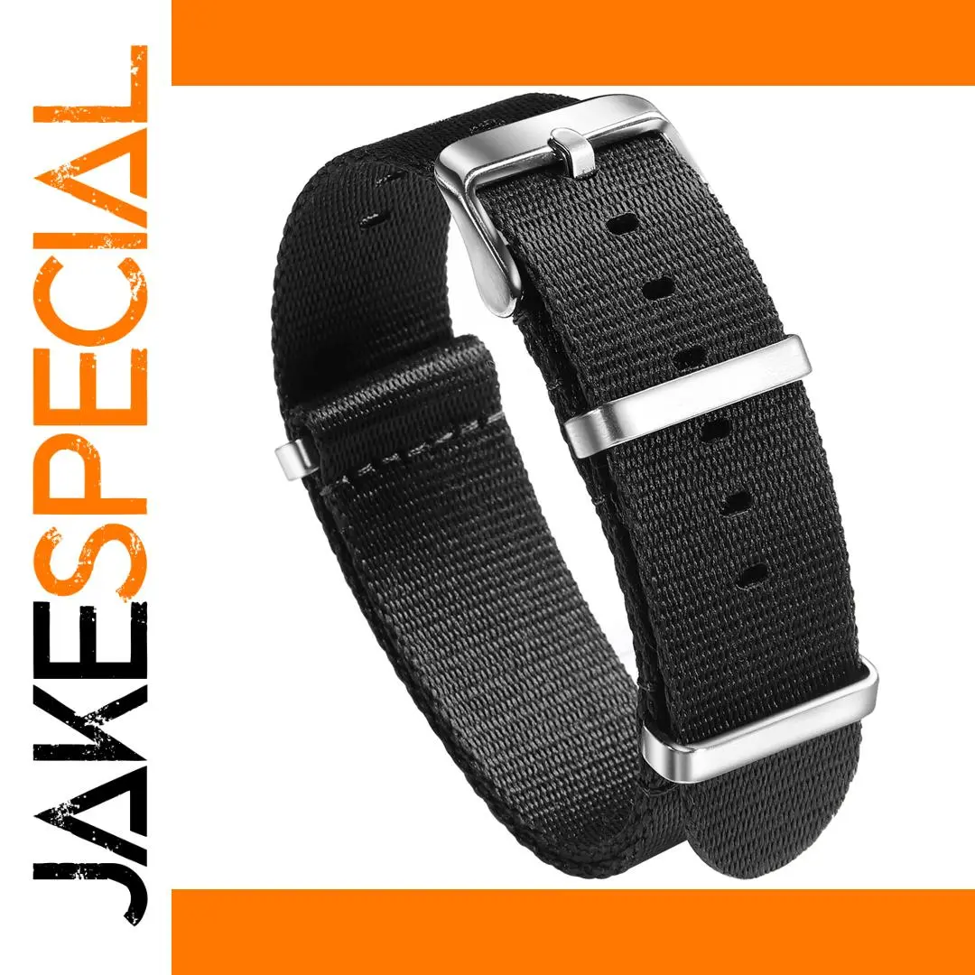 Black Nylon Military Watch Band 20mm 22mm 1 Black Nylon Military Watch Band 20mm 22mm