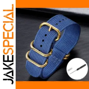 Blue and Gold 5-Ring Nylon Watch Band