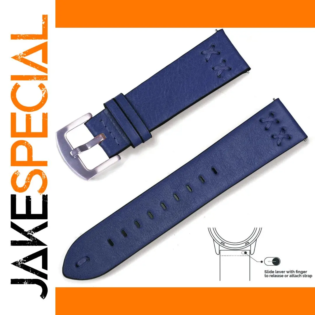 Deep Blue Genuine Leather Watchband 22mm/20mm 1 Deep Blue Genuine Leather Watchband 22mm/20mm