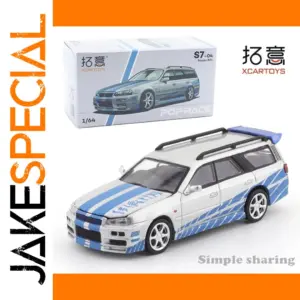 XCARTOYS 1:64 Silver Blue Racing Model Car