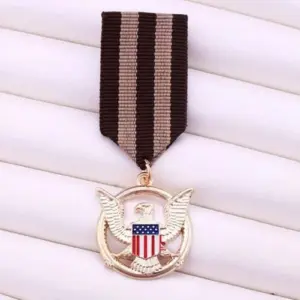 Eagle Medal Brooch with Ribbon Pin