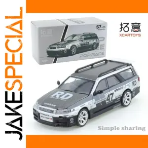 XCARTOYS 1:64 Silver and Black Racing Car Model