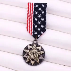 Navy-Style Medal with Patriotic Ribbon