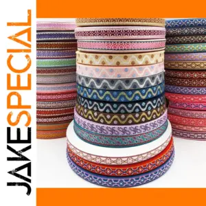 Colorful Embroidered Jacquard Ribbons Set 5 Yards