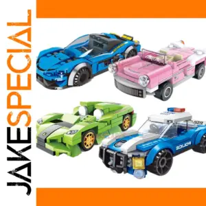 Vehicle Minifigures Set with Police and Sports Cars